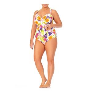 Terra & Sky 70’s floral tankini & hi-waisted bottoms swim set